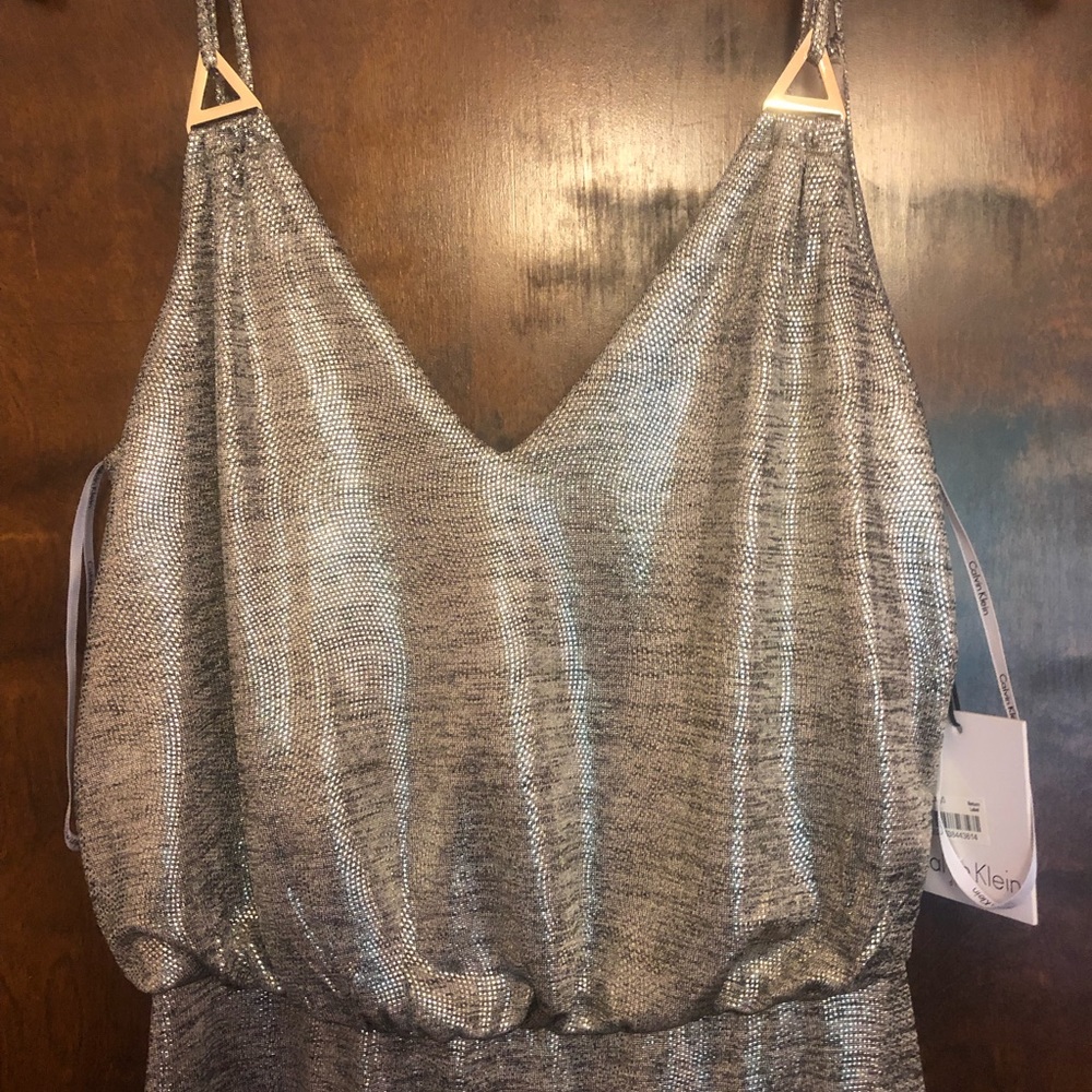 NWT Calvin Klein Metallic V Neck maxi dress - Picture 5 of 5